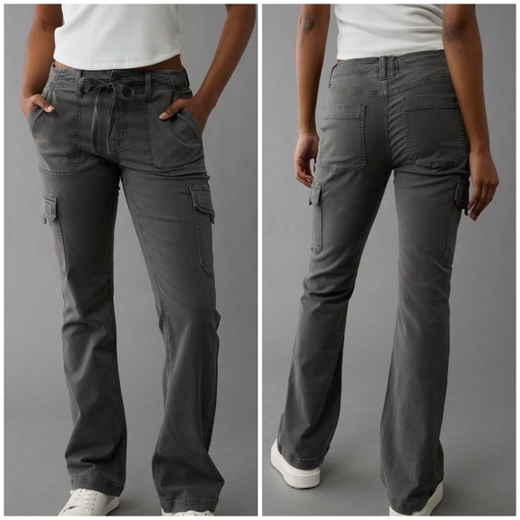 American Eagle Stretch Classic Bootcut Cargo Pants in Haze Grey - Picture 1 of 12